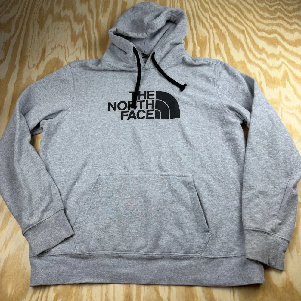 The North Face Mens Half Dome Pullover Hoodie Gray Black Logo Large NF0A4M4B